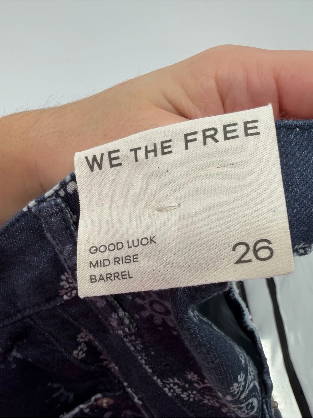 NEW Free People Good Luck Barrel Jeans in Navy Bandana Size 26 MSRP $128 Western